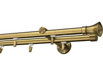 Karnisze podwójne przesuwne na wspornikach prostych w kolorze mosiądzu antycznego 460cm  